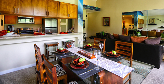 Imagine the possibilities at this dining table of your Wailea vacation rental