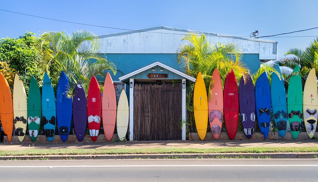 The surfboard fence in Paia